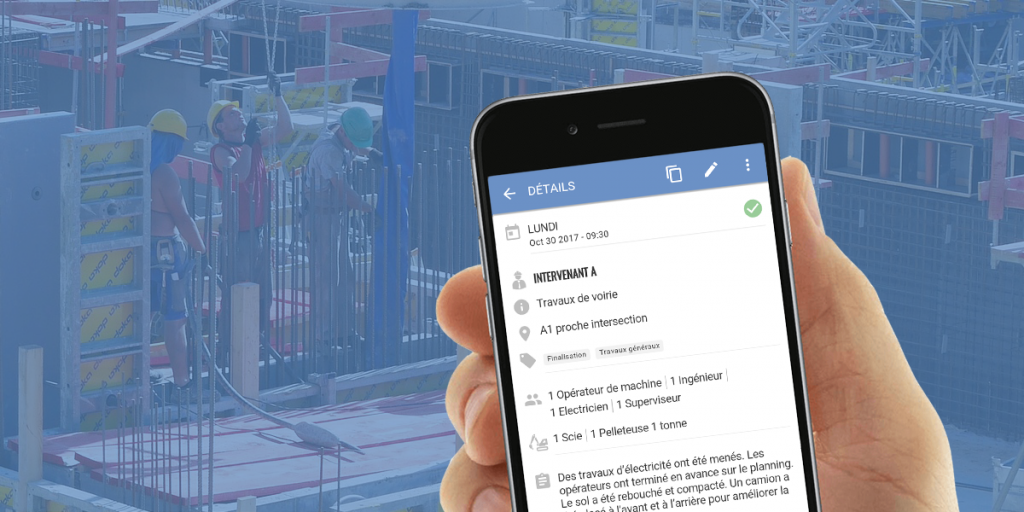 L'application de construction Site Diary en version mobile