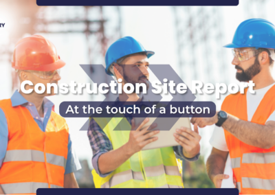 Construction workers doing a site report on site diary Construction workers doing a site report on site diary