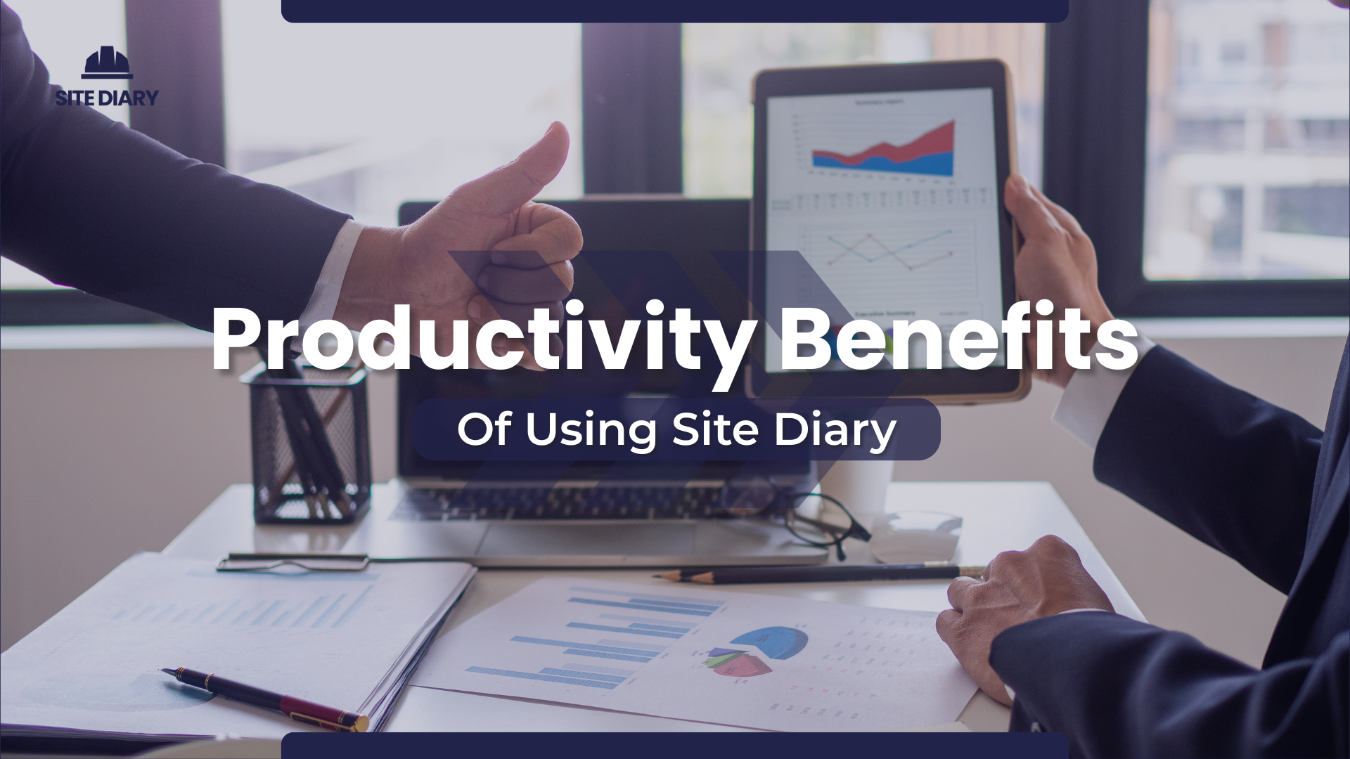 Site managers looking at productivity dashboards thanks to Site Diary Site managers looking at productivity dashboards thanks to Site Diary