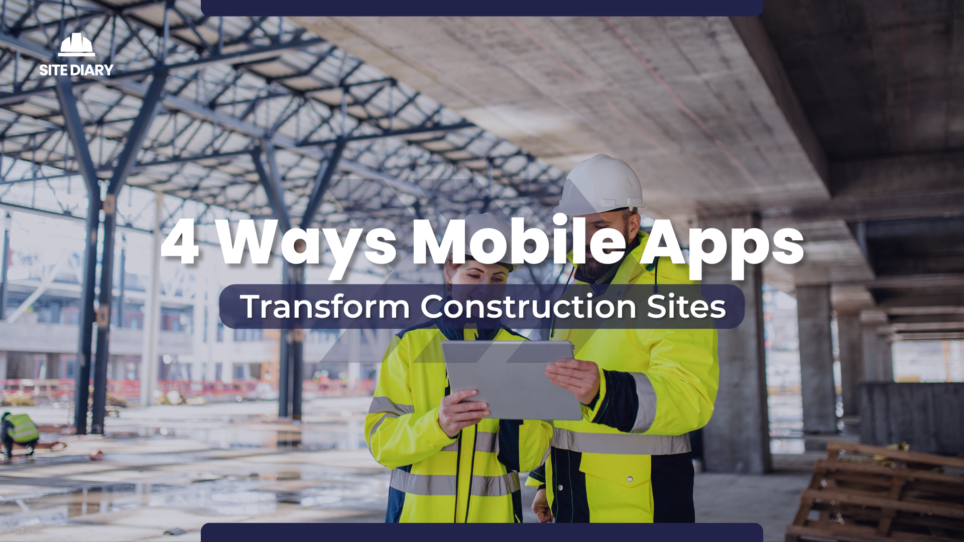 Two workers on site, recording activities on Site Diary Two workers on site, recording activities on Site Diary